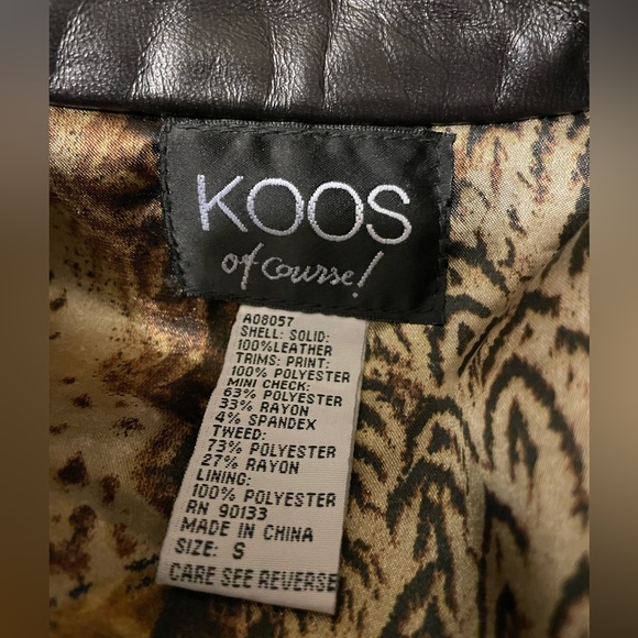 Brown Leather & Mixed Fabric Moto Jacket - Picture 4 of 7